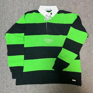 GUESS GREEN LABEL USA LIME RUGBY SHIRT L