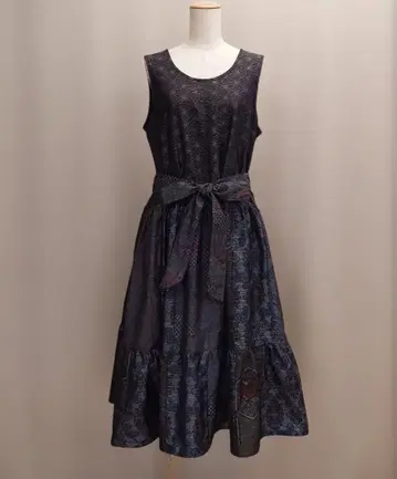 기모노 리메이크 패치 티어드 원피스 (로우웨스트 타입)