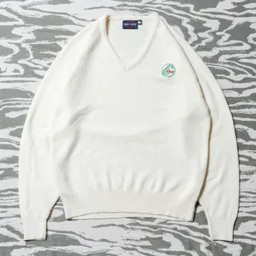 80s USA PINE STATE V넥 니트 양배추 자수 종이 택