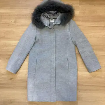 OPAQUE.CLIP 그레이 퍼 달린 더플 코트 M