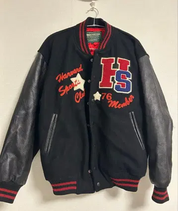 하버드 스포츠 클럽 소가죽 바시티 자켓