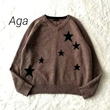 새상품급 최근 야마다야 스콧 클럽 Aga 아가 별 패턴 니트 스웨터