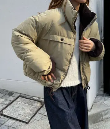 CANALJEAN 레이키 파크 배색 퍼 숏 블루종