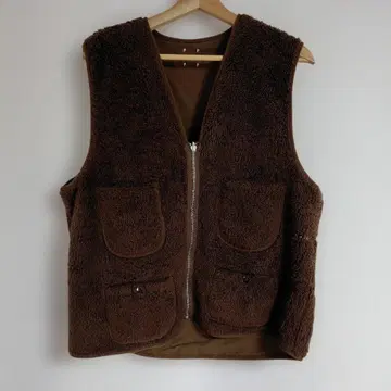 poptradingcompany 팝 플리스 베스트 4 포켓 브라운