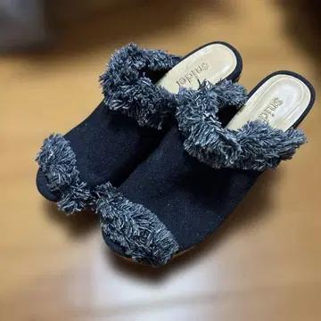 snidel 퍼 데님 뮬 샌들 데님 샌들