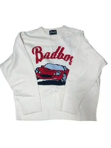 [ Badboy ] 자수 니트 스웨터 화이트