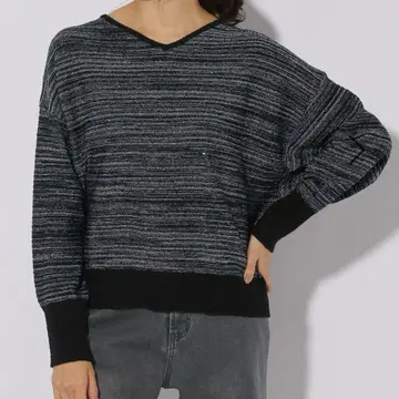 Elura 라메 믹스 얀 니트 다크 네이비