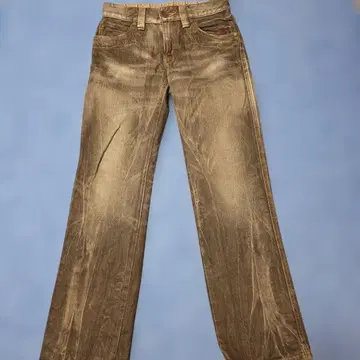 EDWIN 브라운 스트레이트 데님 지퍼 포켓 부착