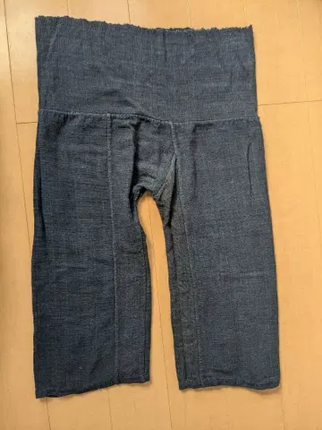 에미오와스 네이비 나염 손바느질 손으로 짠 피셔맨 팬츠 타이 팬츠