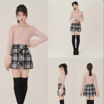 Mmeeme 인조 모피 케이블 니트탑