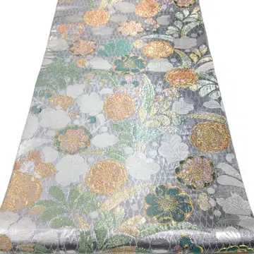 a941 순수 실크 육통 후쿠로 오비 금실 은실 라메 기모노