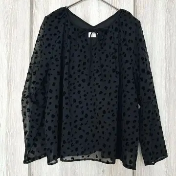 SONO 소노 시어 블라우스 벨벳 도트 블라우스 블랙 비침 M