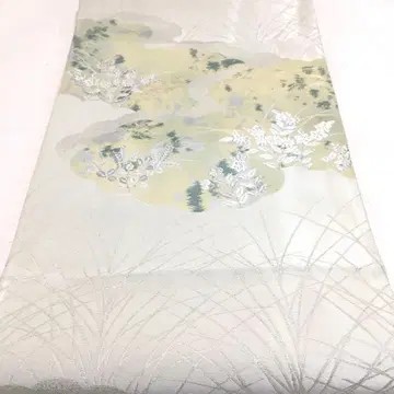 a942 순수 실크 육통 후쿠로 오비 금실 은실 라메 기모노