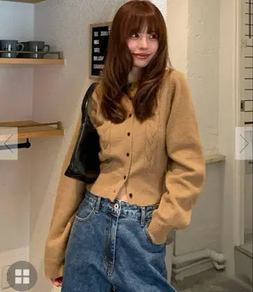 [ 새상품 택 포함 ] titivate 케이블 디자인 니트 가디건 카멜