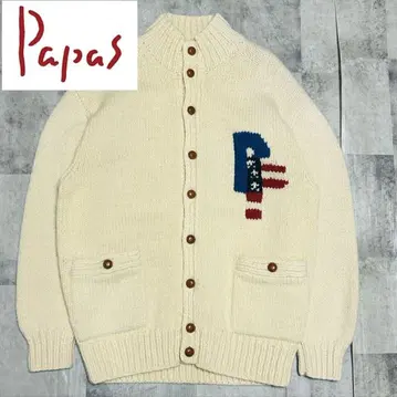 Papas 아이보리 니트 스웨터 P 로고 자수