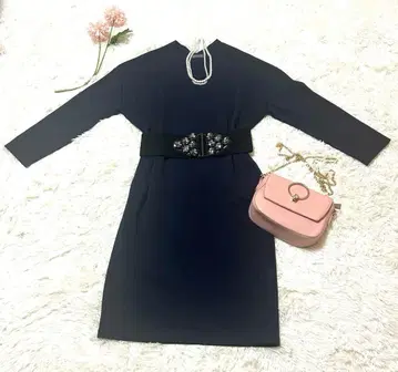 54. KHARIS-ANGEL 네이비 무릎 기장 코쿤 원피스 L