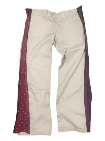 화이트/퍼플 스트라이프 플레어 팬츠/리메이크 팬츠