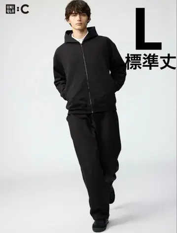 유니클로 C 맨투맨 와이드 팬츠 L 사이즈 블랙