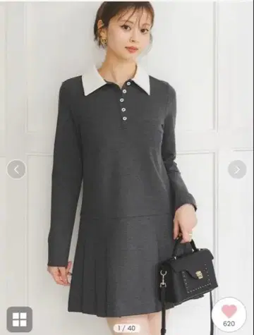 snidel 카라 플리츠 컷 미니 원피스