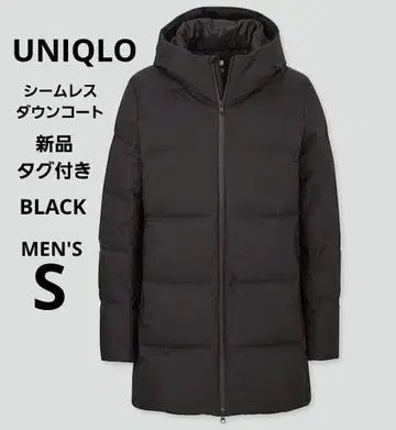 택 포함 새상품 유니클로 심리스 다운 코트 블랙 남성용 S 자켓