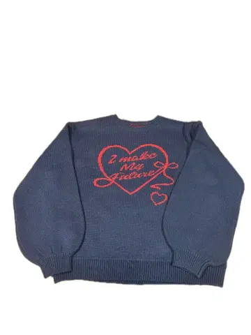 moment+ 네이비 하트 자수 스웨터 M
