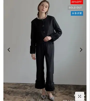 MEISM 플라워 모티브 노카라 자켓 플라워 모티브 스트레이트 팬츠