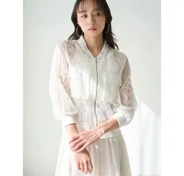 snidel 화이트 레이스 집업 자켓