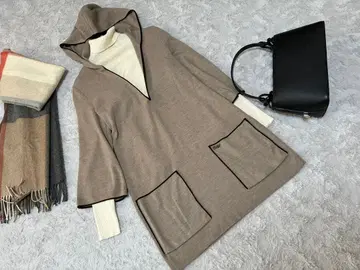 폭시 후드 부착 튜닉 니트