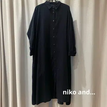 niko and - 코듀로이 플레어 셔츠 원피스 네이비