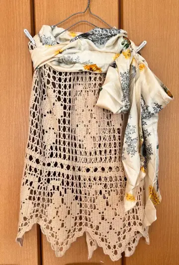 니트 편직 스커트 꽃무늬 스카프 포함 free