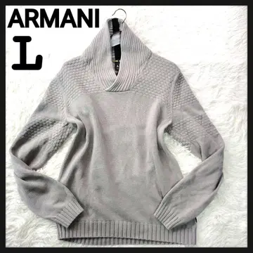 레어 [캐시미어] 아르마니 익스체인지 숄카라 니트 골 로고 탭