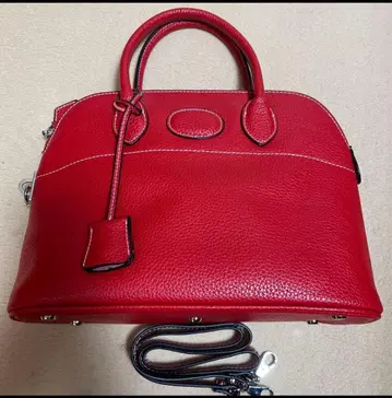 소가죽 핸드백 오더 제품 숄더 포함 폴리드 타입 빨간색 새상품급