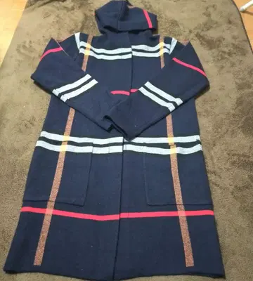 angel plus 네이비 스트라이프 롱 코트 M-L