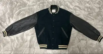 빈티지 익시즈 바시티 자켓 소가죽 천연 가죽 아치 로고 충전솜 자수 그린