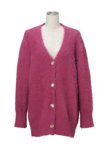 프랑프랑 페더 얀 가디건 다크 핑크