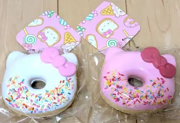 미사용 새상품 헬로키티 도넛형 키링 산리오 핑크 화이트 2개