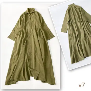 ( v7 ) 네스트로브 셔츠 원피스 린넨 코튼 카키 F 총장 122