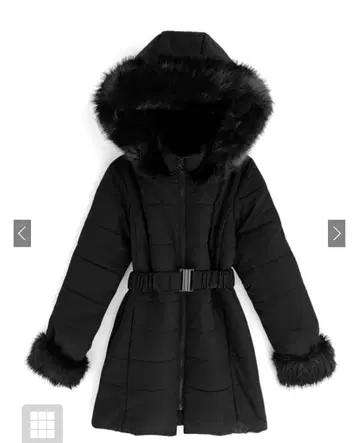 퍼 후드 블랙 다운 자켓 (GRL)