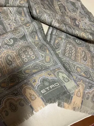 ETRO 페이즐리 무늬 스톨 그레이 계열 그린
