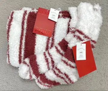 gelatopique 복슬복슬 스트라이프 담요 룸삭스 세트