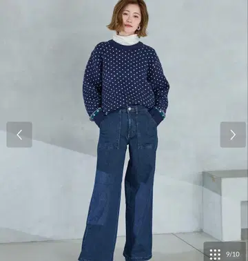 SOMETHING 세탁 가능한 도트 무늬 긴팔 니트 스웨터 썸씽