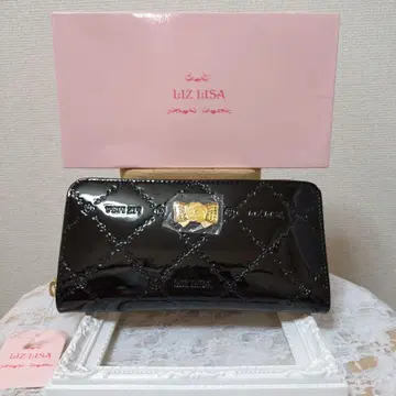 LIZLISA 리즈리사 소가죽 블랙 장지갑 리본 장미
