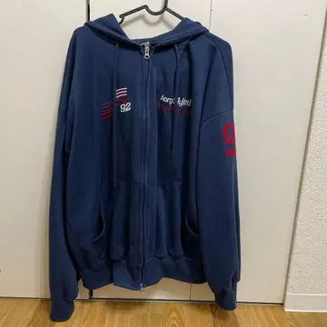 네이비 지퍼 후드티