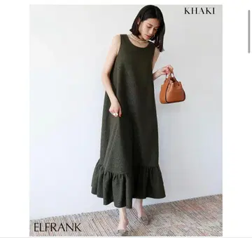 ELFRANK 슬리브리스 프릴 밑단 롱 원피스