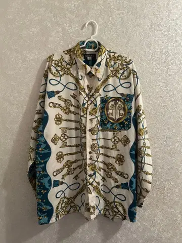 구제 의류 열쇠 모티브 오버 사이즈 셔츠