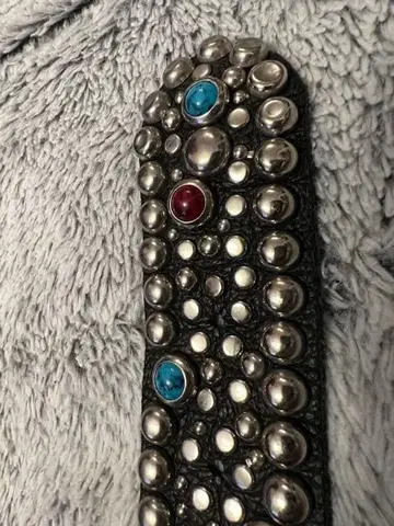 실버 터콰이즈 스터드 벨트