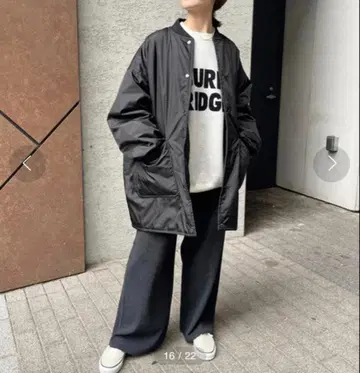 spic&span 리버서블 퀼팅 빅 블루종 black 36