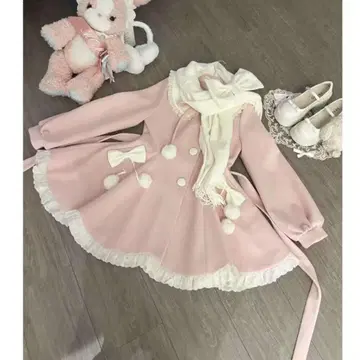 귀여운 핑크 롱 코트