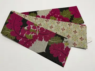 미사용 새상품 [메시마에 하나] 반폭 오비 리버서블 크림슨