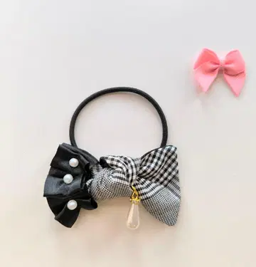 리본 & 펄 머리끈